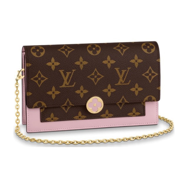 Louis Vuitton Pallas Wallet on Chain Monogram Canvas & Rose Ballerine Pink