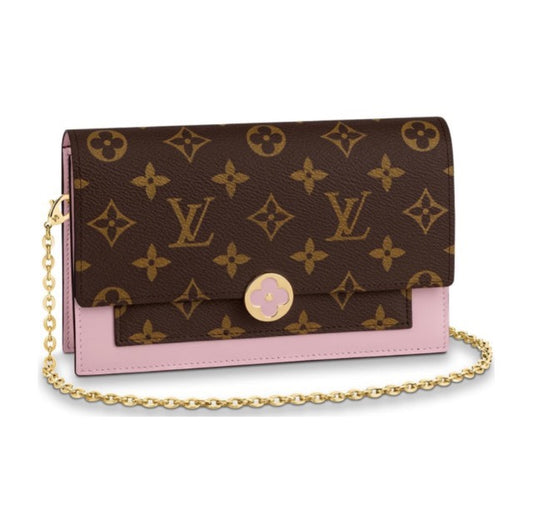 Louis Vuitton Pallas Wallet on Chain Monogram Canvas &amp; Rose Ballerine Pink