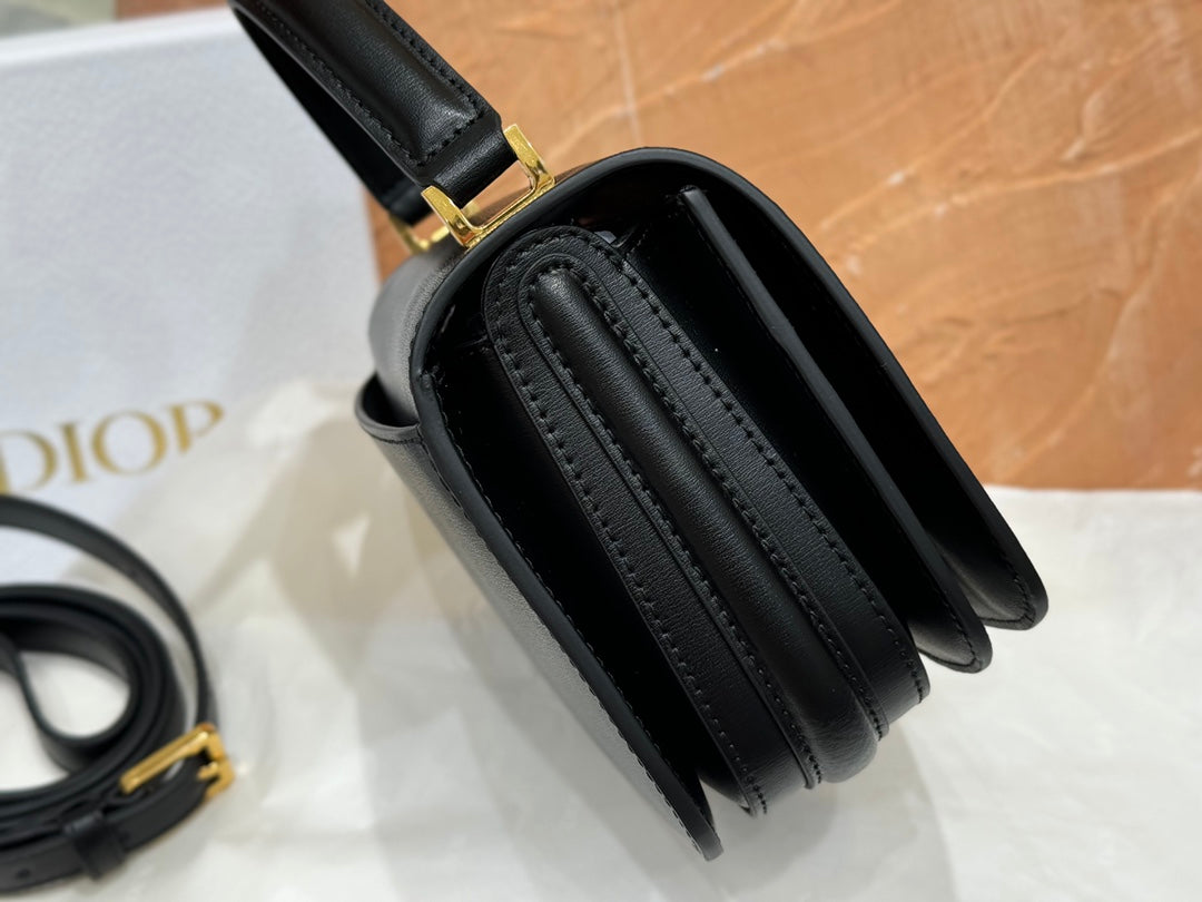 Christian Dior Small Bobby Bag in Black Box Calfskin with Gold Hardware