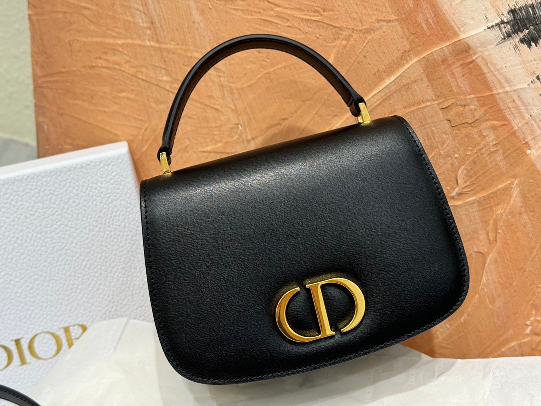 Christian Dior Small Bobby Bag in Black Box Calfskin with Gold Hardware