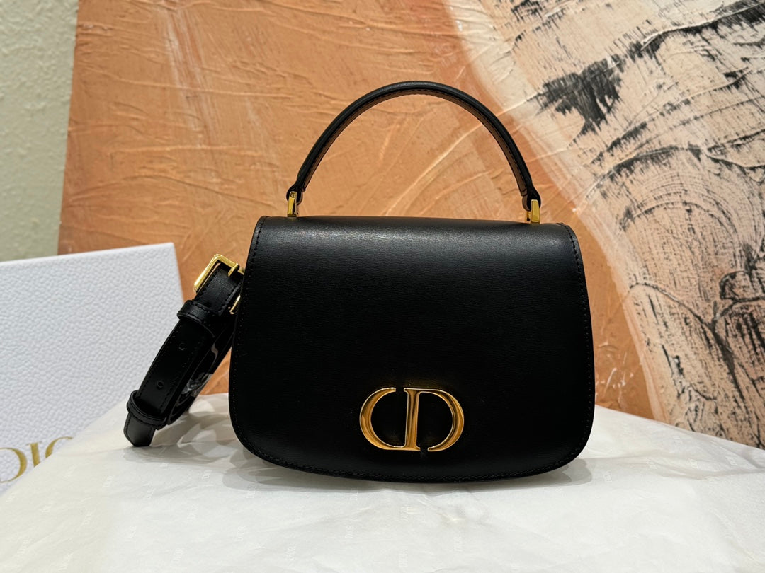 Christian Dior Small Bobby Bag in Black Box Calfskin with Gold Hardware