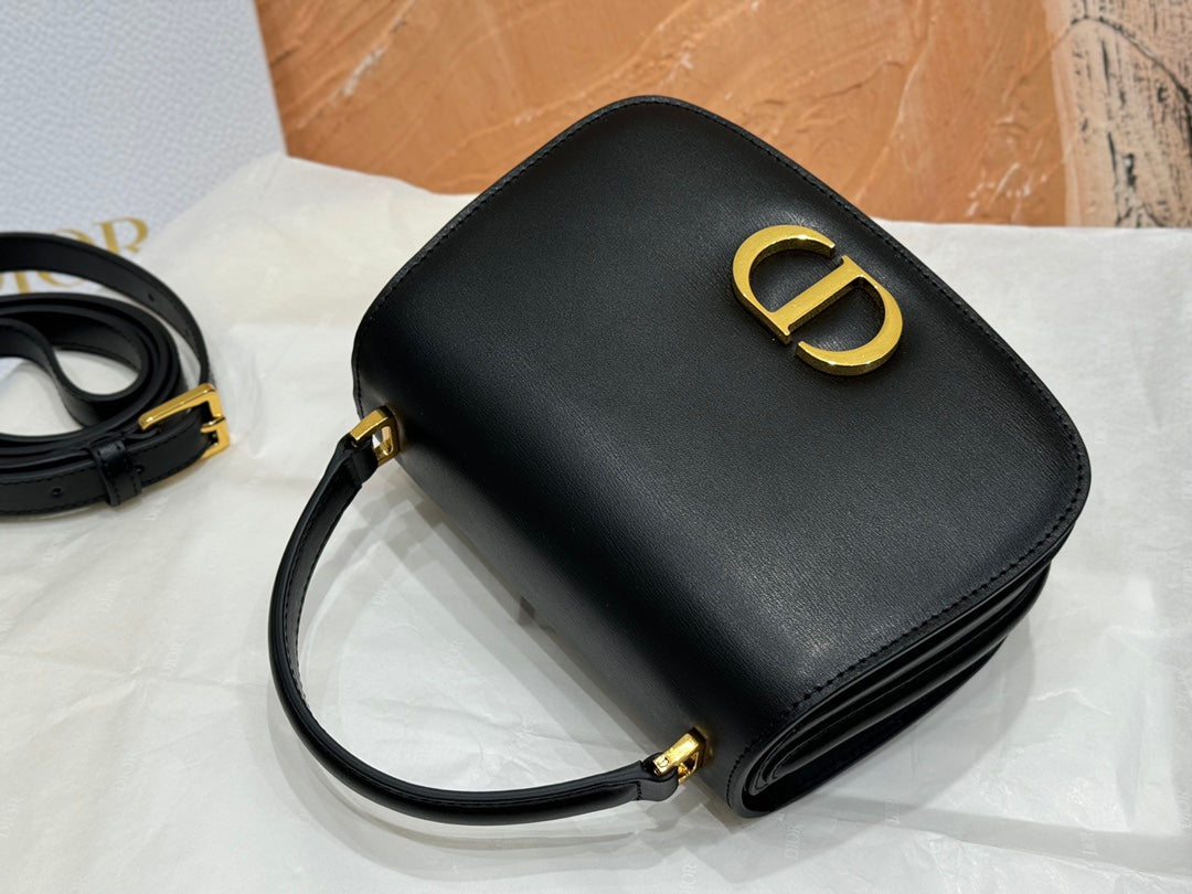 Christian Dior Small Bobby Bag in Black Box Calfskin with Gold Hardware