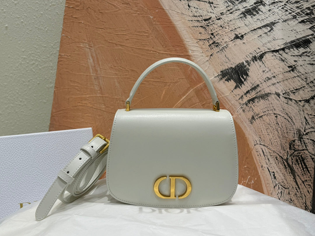 Christian Dior 30 Montaigne Bag with Top Handle - Latte Box Calfskin