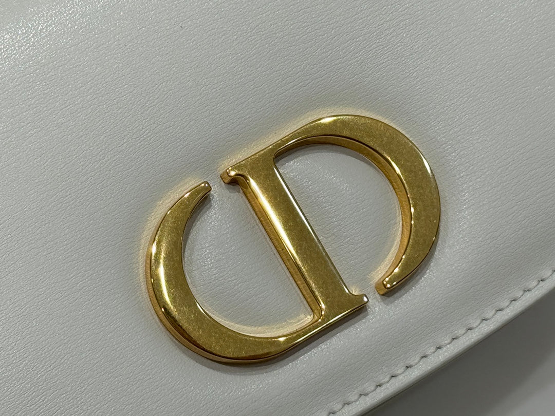 Dior Elegant Off-White Leather Top Handle Crossbody Bag with Gold Buckle