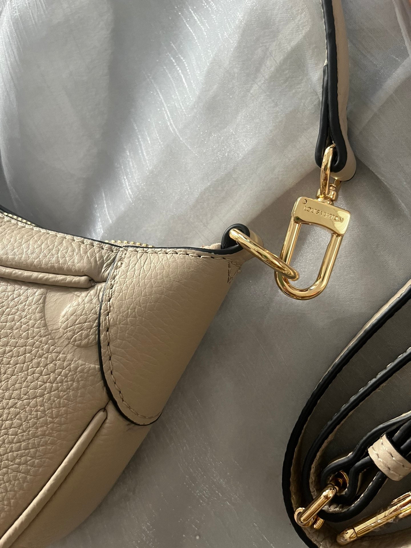 Louis Vuitton Bagatelle Monogram Empreinte Leather Cream Hobo Bag