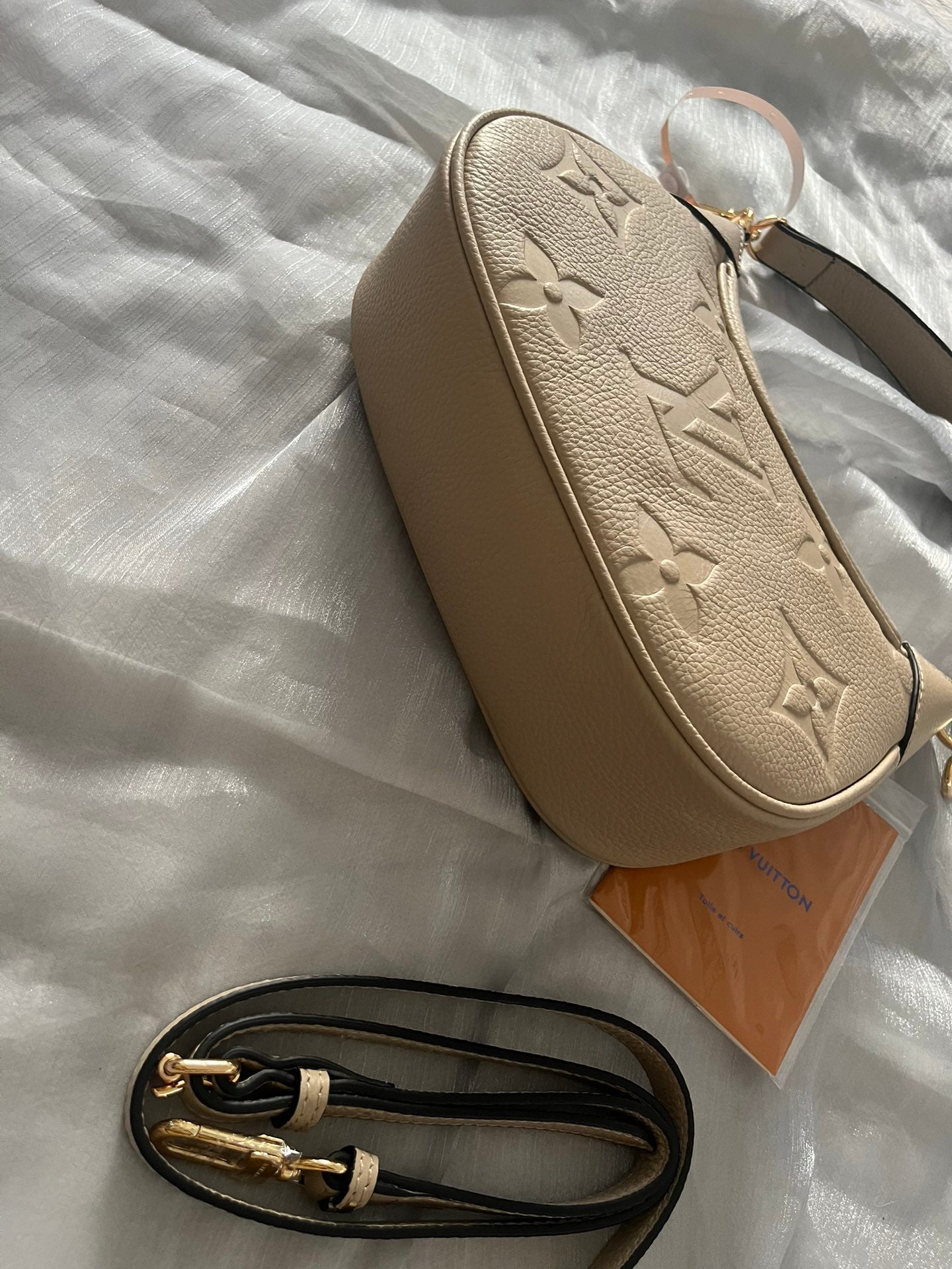 Louis Vuitton Bagatelle Monogram Empreinte Leather Cream Hobo Bag