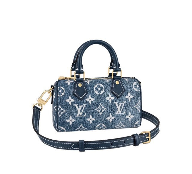 Louis Vuitton Nano Speedy Monogram Denim Handbag - Blue