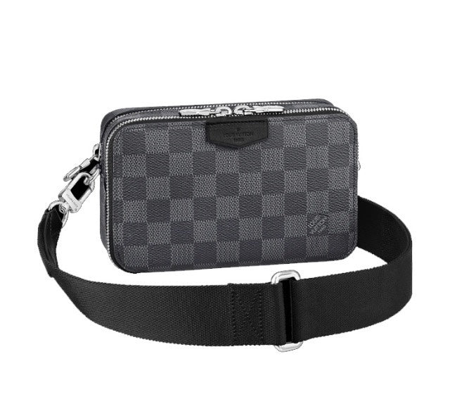 Louis Vuitton Alpha Wearable Wallet Damier Graphite Canvas Black Crossbody Bag