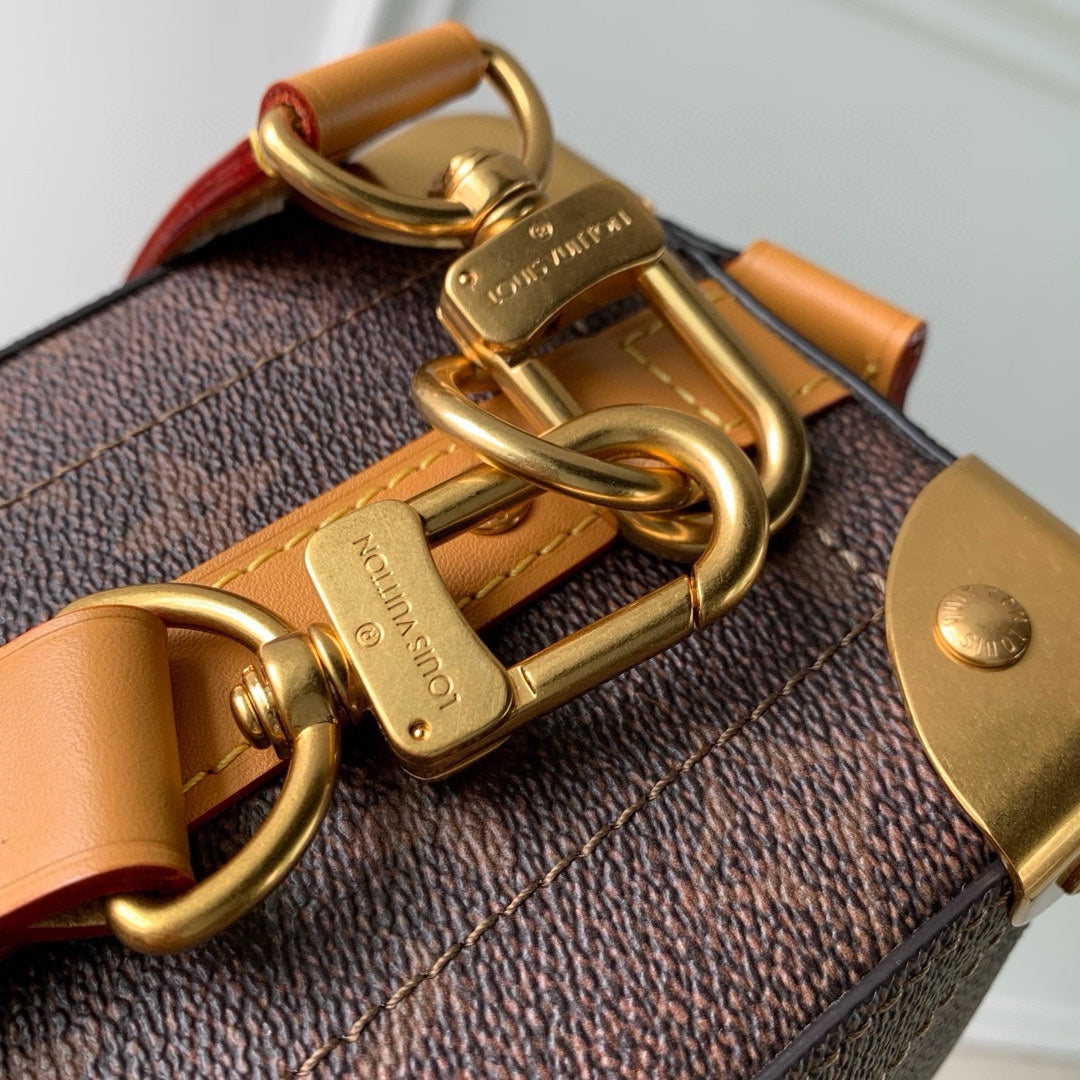 Louis Vuitton Monogram Canvas Petite Malle Trunk Bag with Gold-Tone Hardware