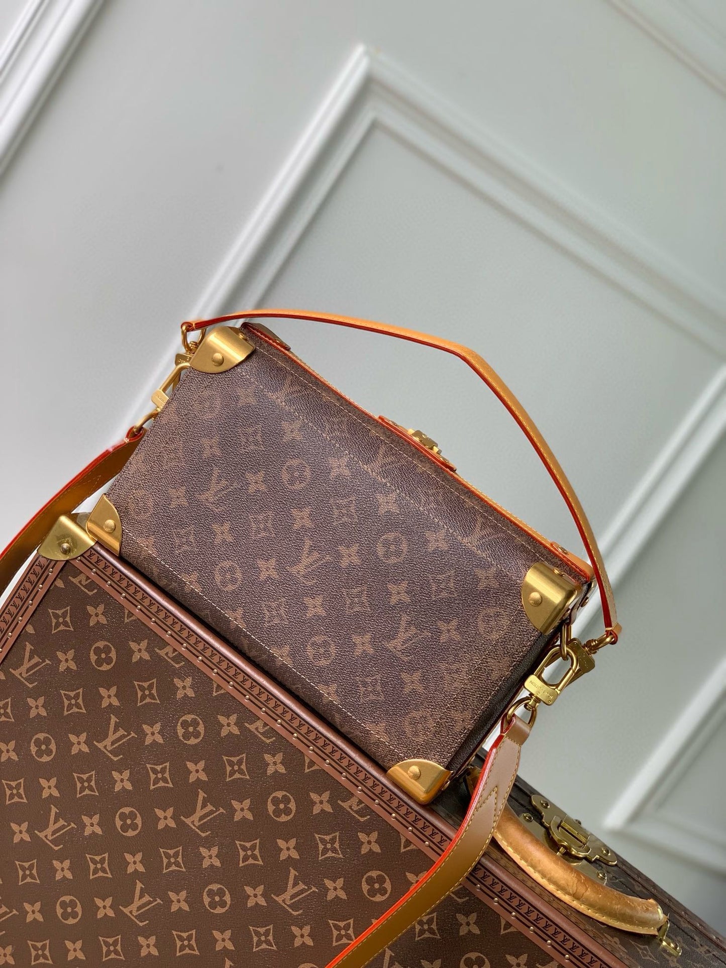 Louis Vuitton Monogram Canvas Petite Malle Trunk Bag with Gold-Tone Hardware