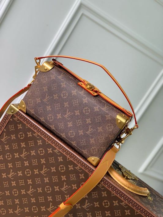 Louis Vuitton Monogram Canvas Petite Malle Trunk Bag with Gold-Tone Hardware