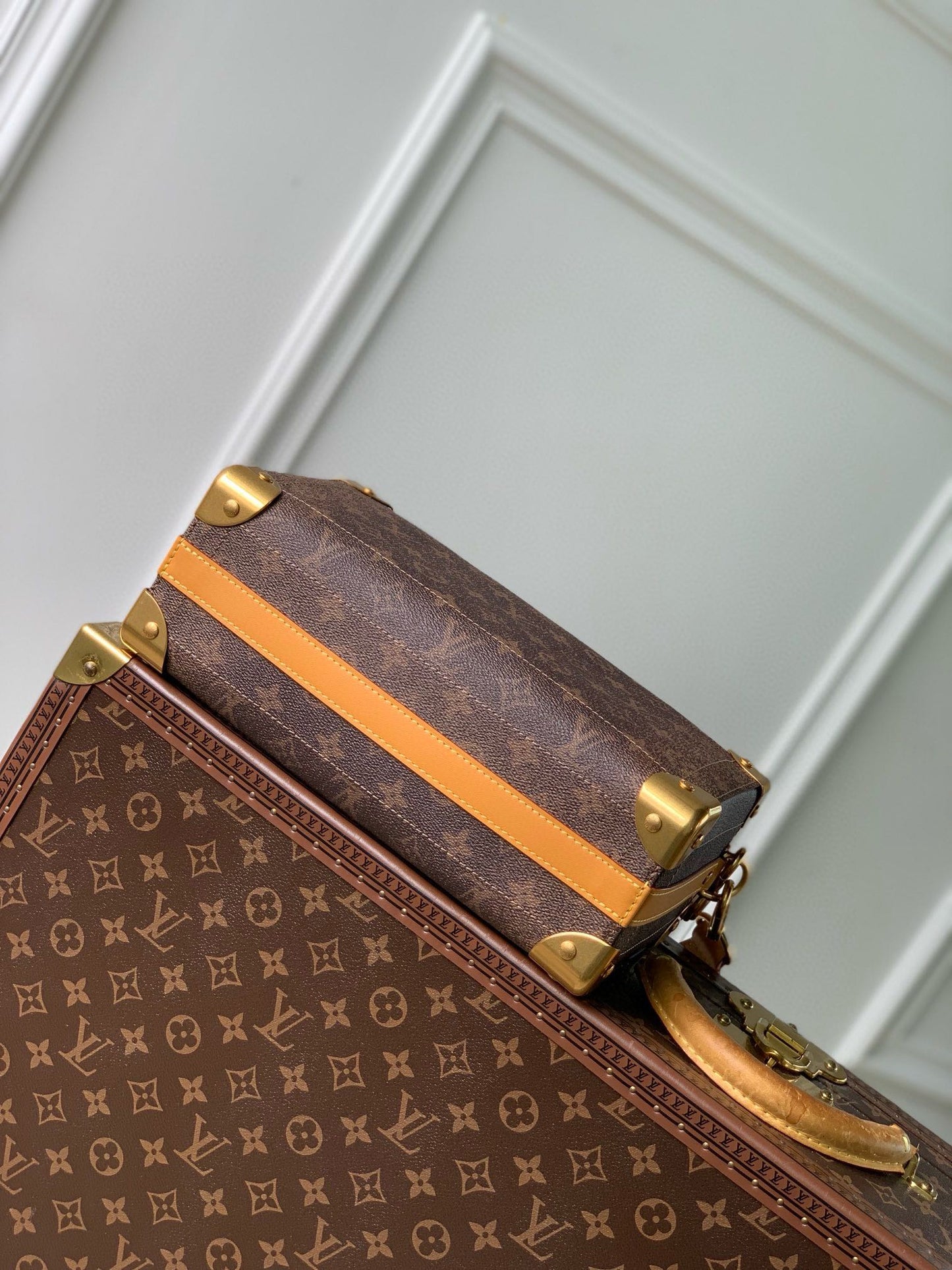 Louis Vuitton Monogram Canvas Petite Malle Trunk Bag with Gold-Tone Hardware