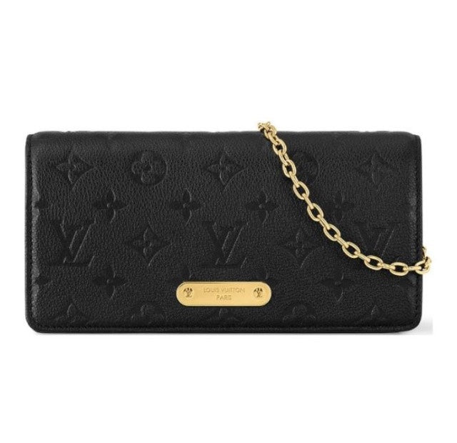 Louis Vuitton Monogram Empreinte Felicie Pochette Black Leather Chain Wallet