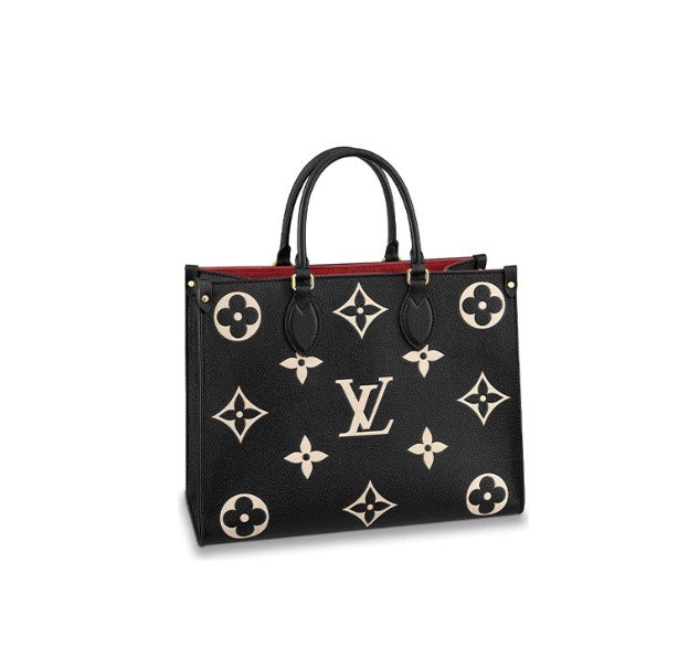 Louis Vuitton Onthego MM Monogram Empreinte Bicolor Tote Bag - Black/Cream