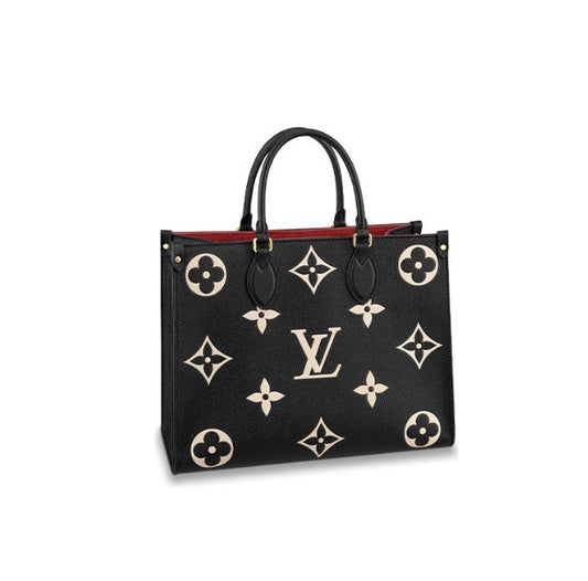 Louis Vuitton Onthego MM Monogram Empreinte Bicolor Tote Bag - Black/Cream