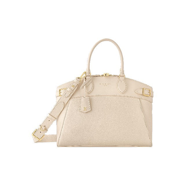 Furla Piper Medium Dome Bag - Beige Textured Leather Satchel