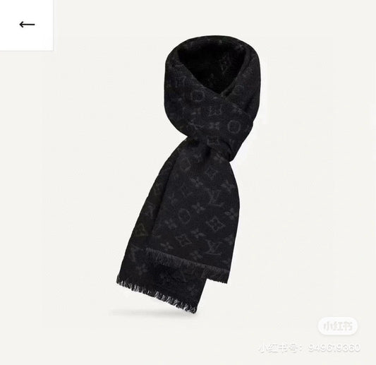 Louis Vuitton Monogram Classic Scarf - Noir Black Luxury Wool and Silk Blend Winter Accessory for Men and Women