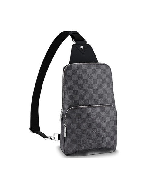 Men's Checkered Sling Bag - Grey and Black Crossbody Chest Pack