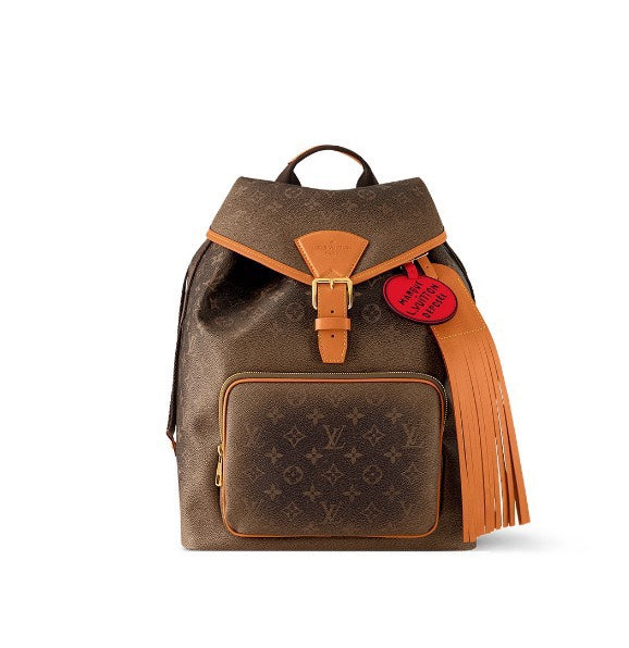 Louis Vuitton Monogram Montsouris Backpack with Fringe Tassel and Heart Charm