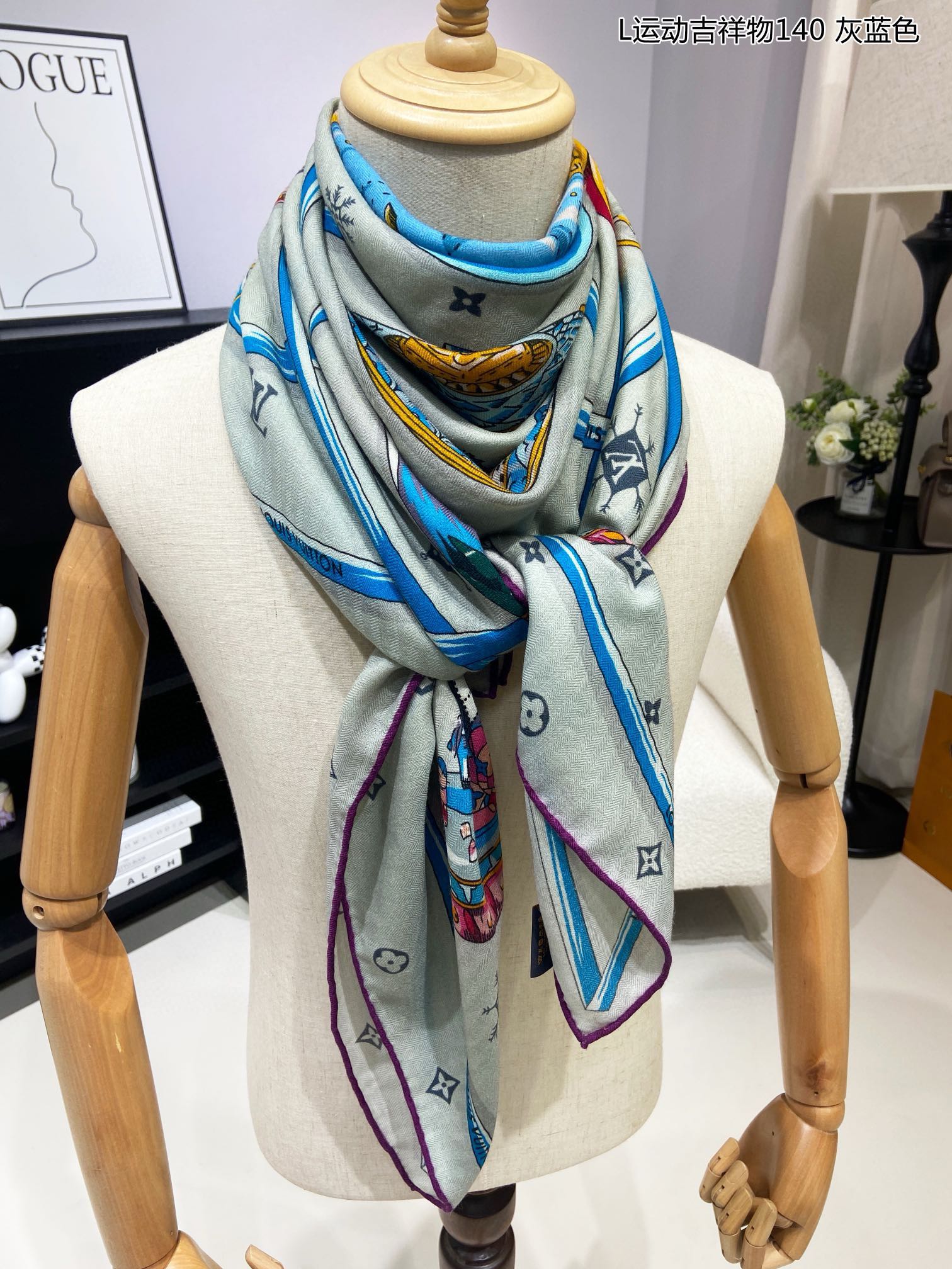 Women's Large Square Patterned Scarf, Multicolor Elegant Fashion Shawl Wrap, Lightweight Oversized Scarf for Fall Winter
