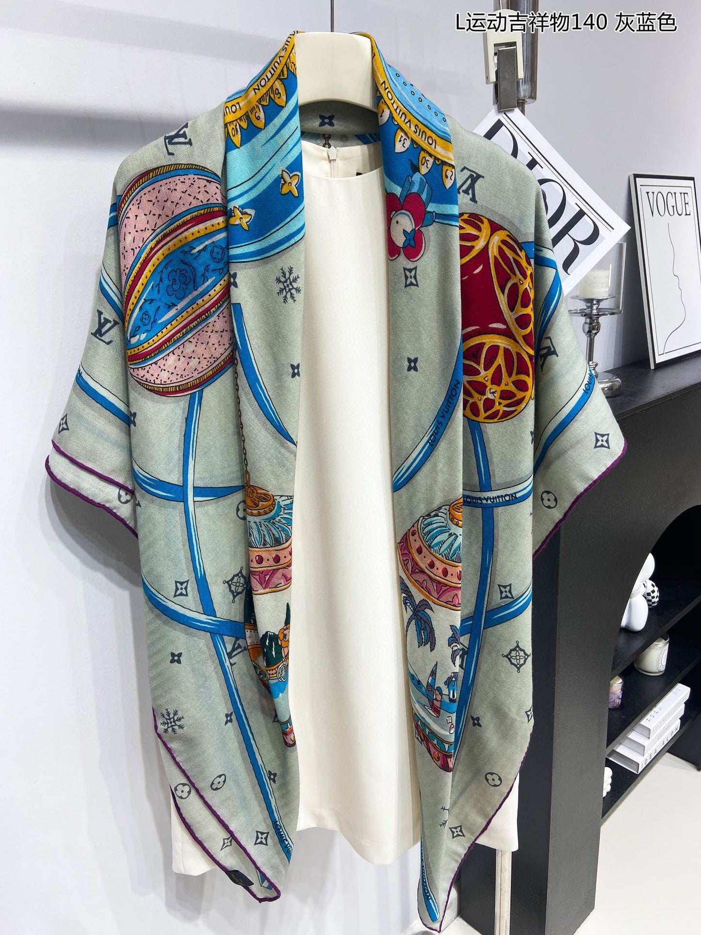 Women's Large Square Patterned Scarf, Multicolor Elegant Fashion Shawl Wrap, Lightweight Oversized Scarf for Fall Winter