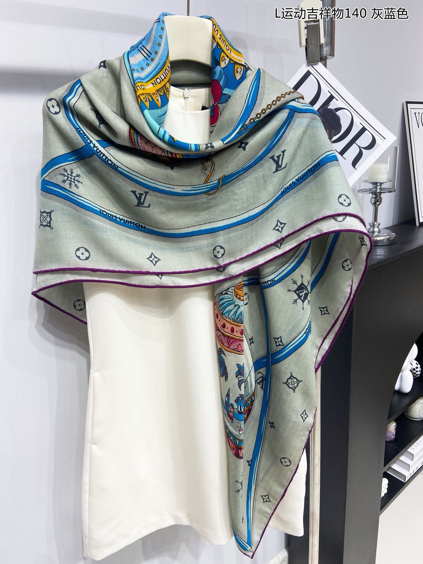 Women's Large Square Patterned Scarf, Multicolor Elegant Fashion Shawl Wrap, Lightweight Oversized Scarf for Fall Winter