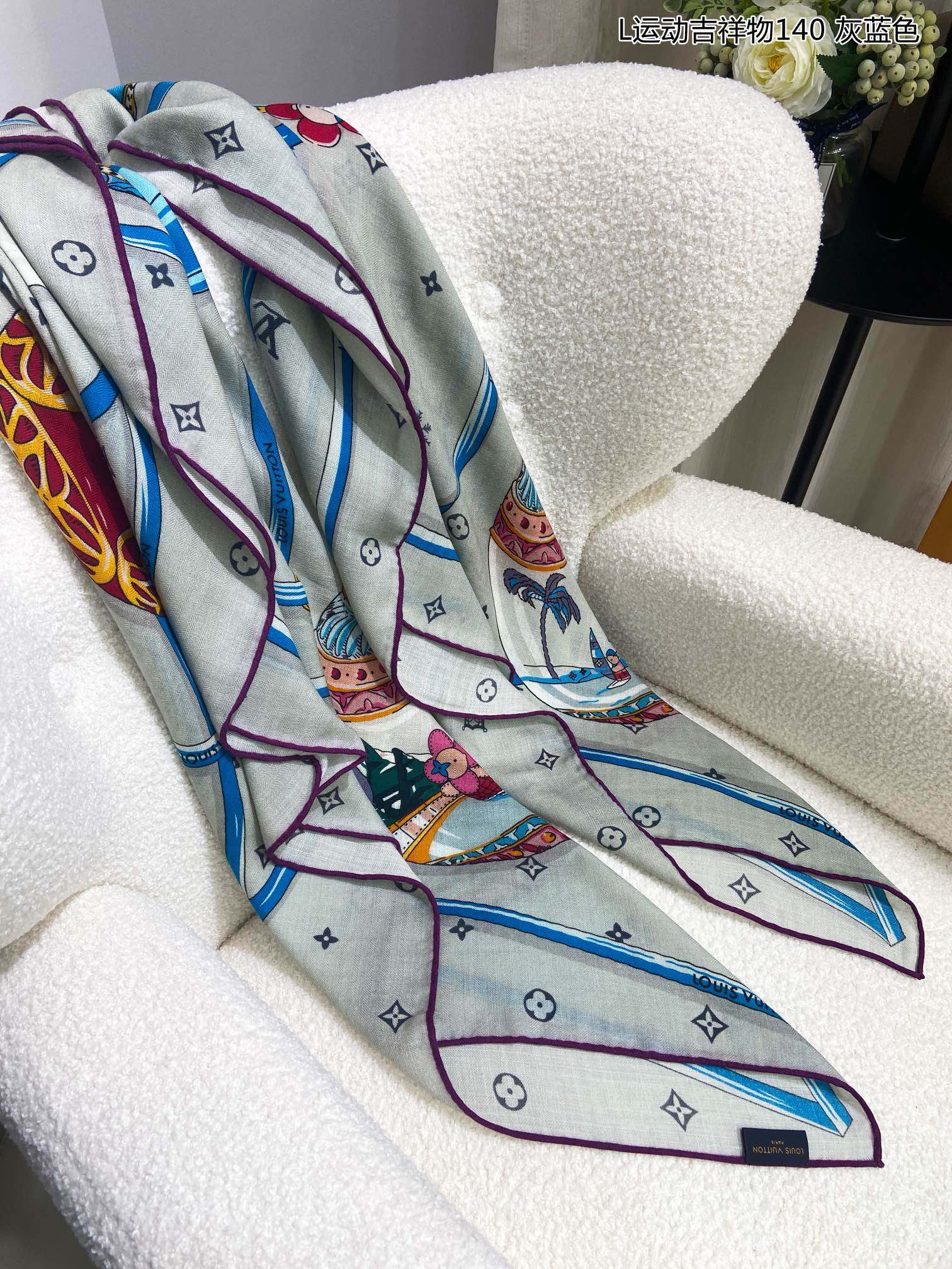 Women's Large Square Patterned Scarf, Multicolor Elegant Fashion Shawl Wrap, Lightweight Oversized Scarf for Fall Winter