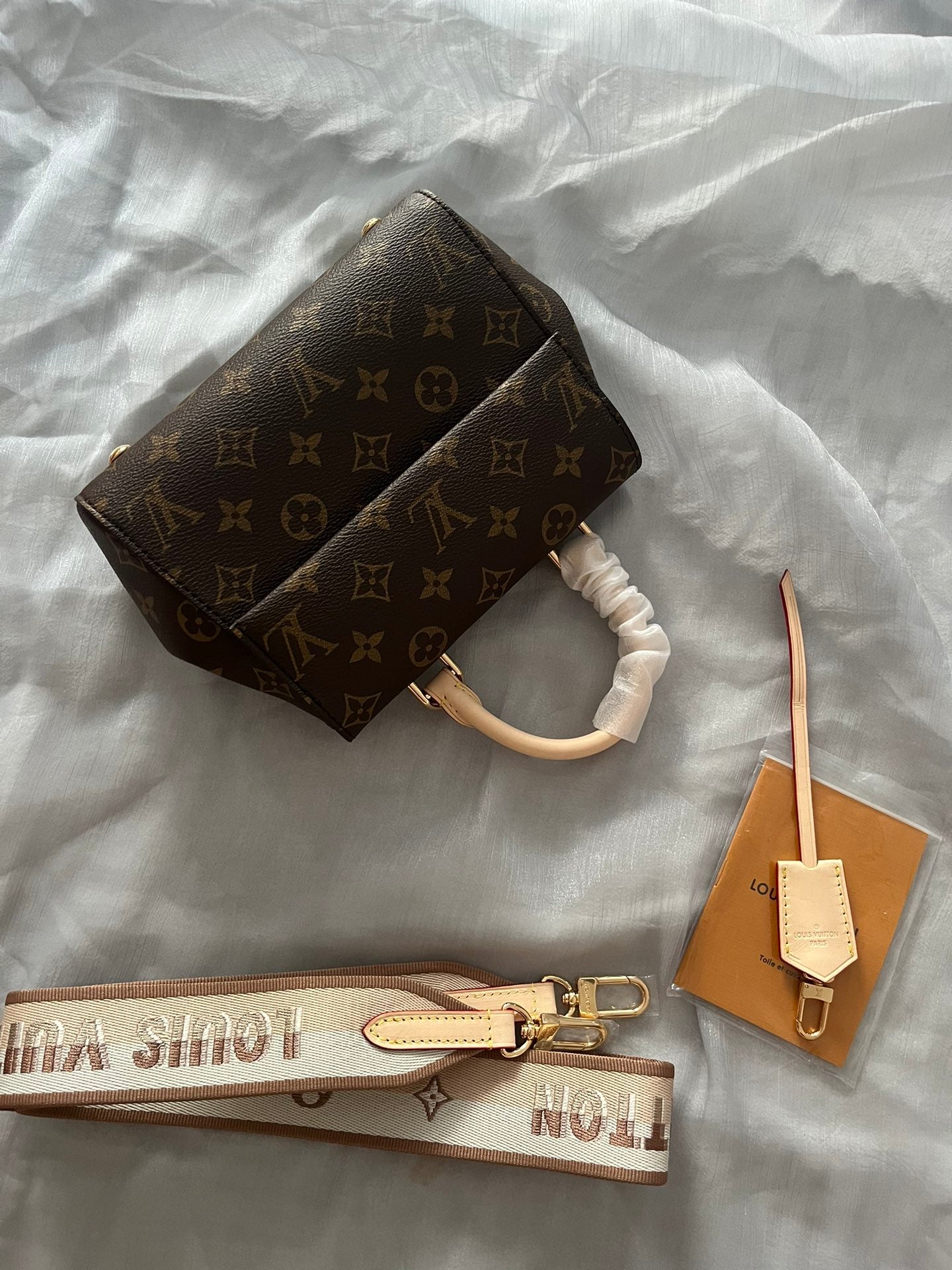 Louis Vuitton Nano Speedy Monogram Canvas Handbag with Textile Strap