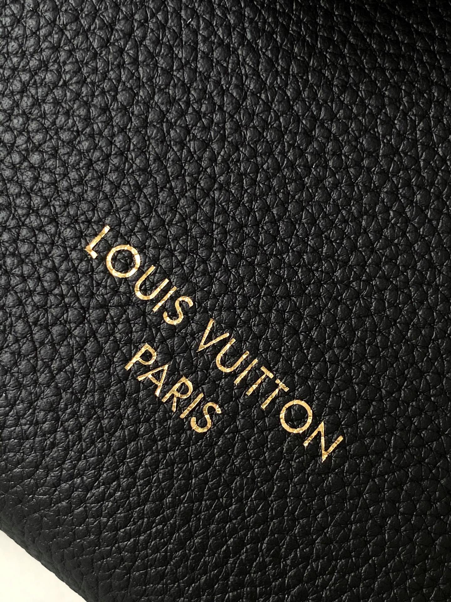 Louis Vuitton Black Grained Leather Lockit Tote Bag with Gold Lock Detail