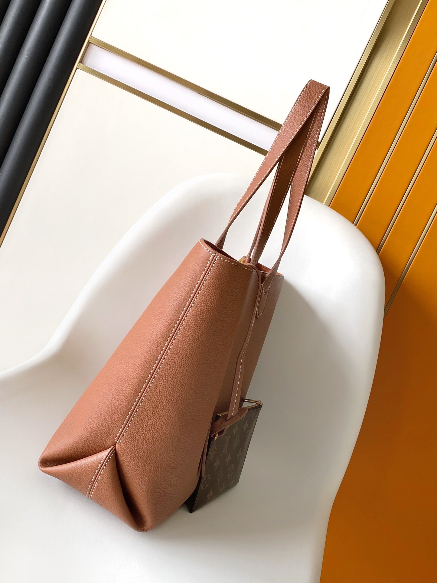 Lancaster Paris Foulonne Double Large Leather Tote Bag - Camel