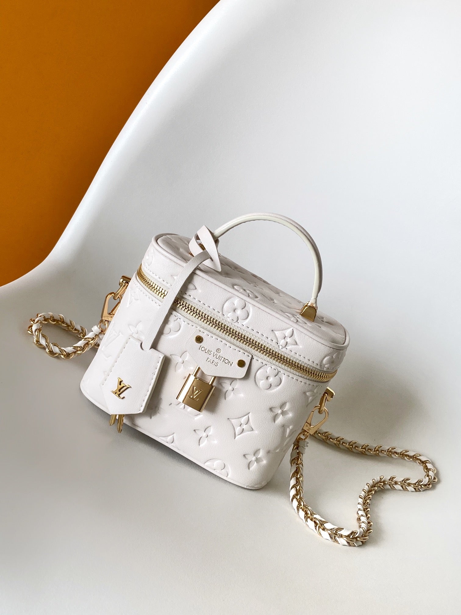 Louis Vuitton Vanity Case PM Monogram Empreinte Leather Cream