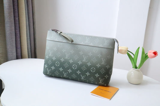 Louis Vuitton Monogram Gradient Clutch Bag - Green and Blue Ombre Designer Pouch