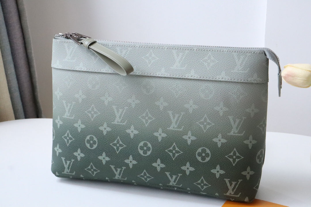 Louis Vuitton Monogram Gradient Clutch Bag - Green and Blue Ombre Designer Pouch