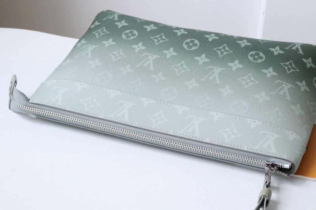 Louis Vuitton Monogram Gradient Clutch Bag - Green and Blue Ombre Designer Pouch