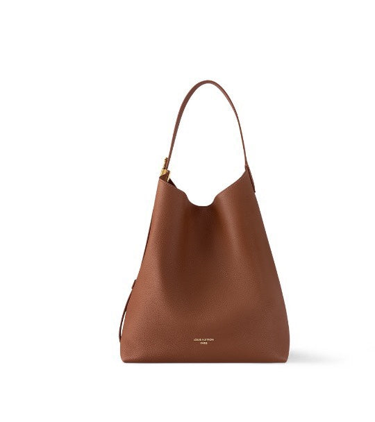 Manu Atelier Brown Leather Large Hobo Bag for Women - Minimalist Shoulder Bag