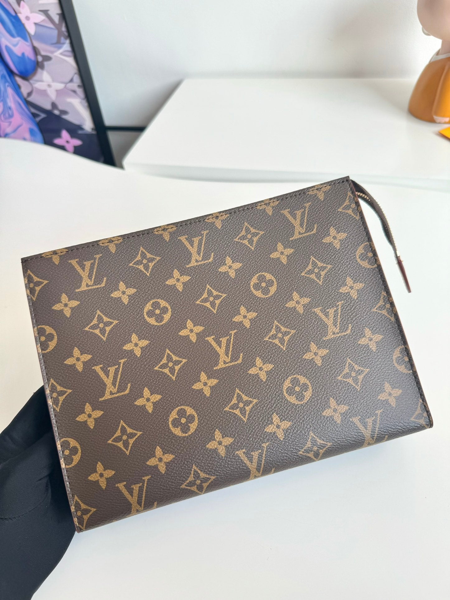 Louis Vuitton Classic Brown Monogram Print Canvas Zippered Clutch Pouch