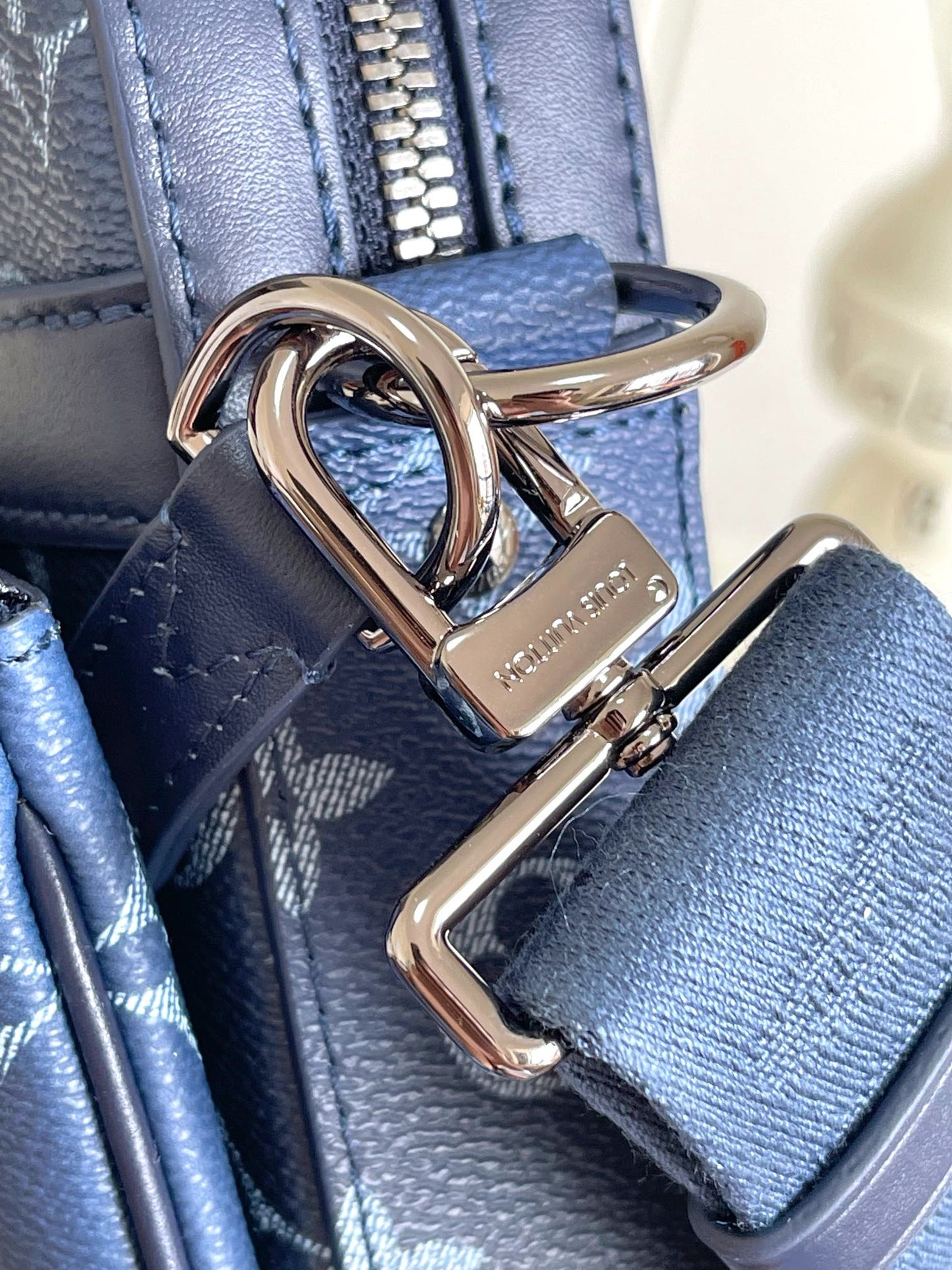 Louis Vuitton Trio Messenger Bag - Blue Monogram Shadow Leather Men's Crossbody Bag