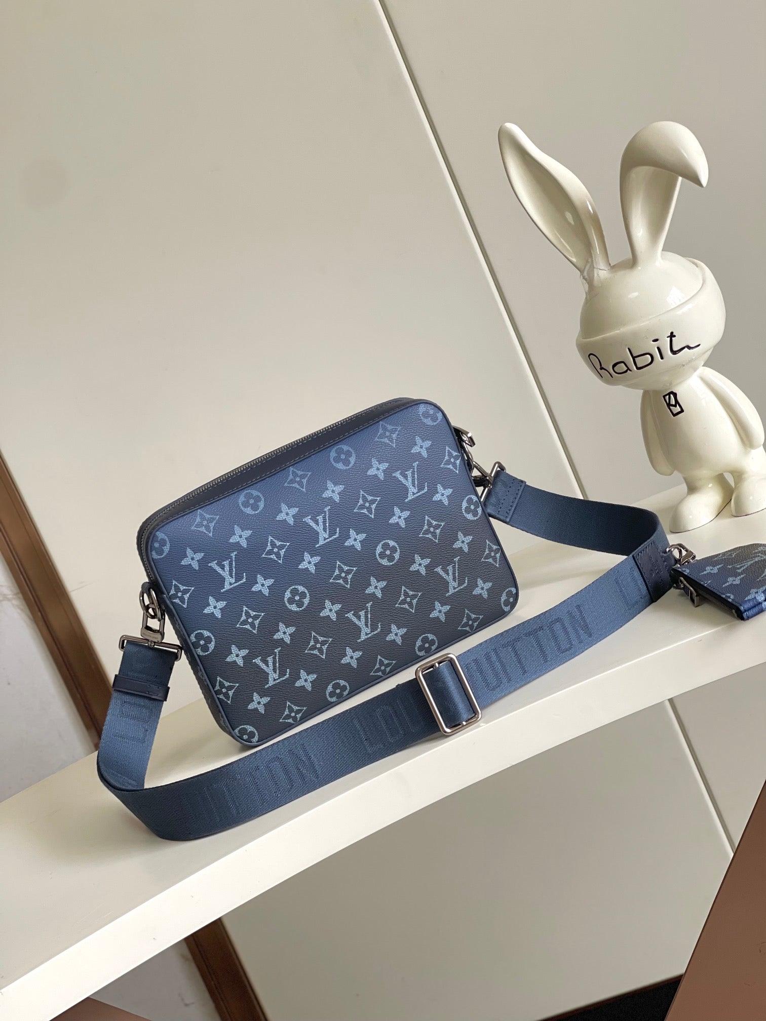 Louis Vuitton Trio Messenger Bag - Blue Monogram Shadow Leather Men's Crossbody Bag