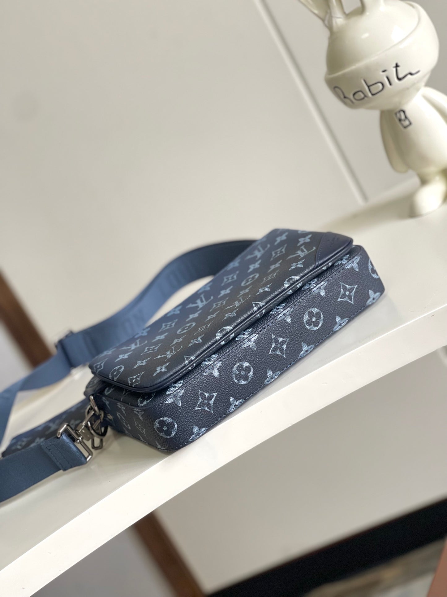 Louis Vuitton Trio Messenger Bag - Blue Monogram Shadow Leather Men's Crossbody Bag