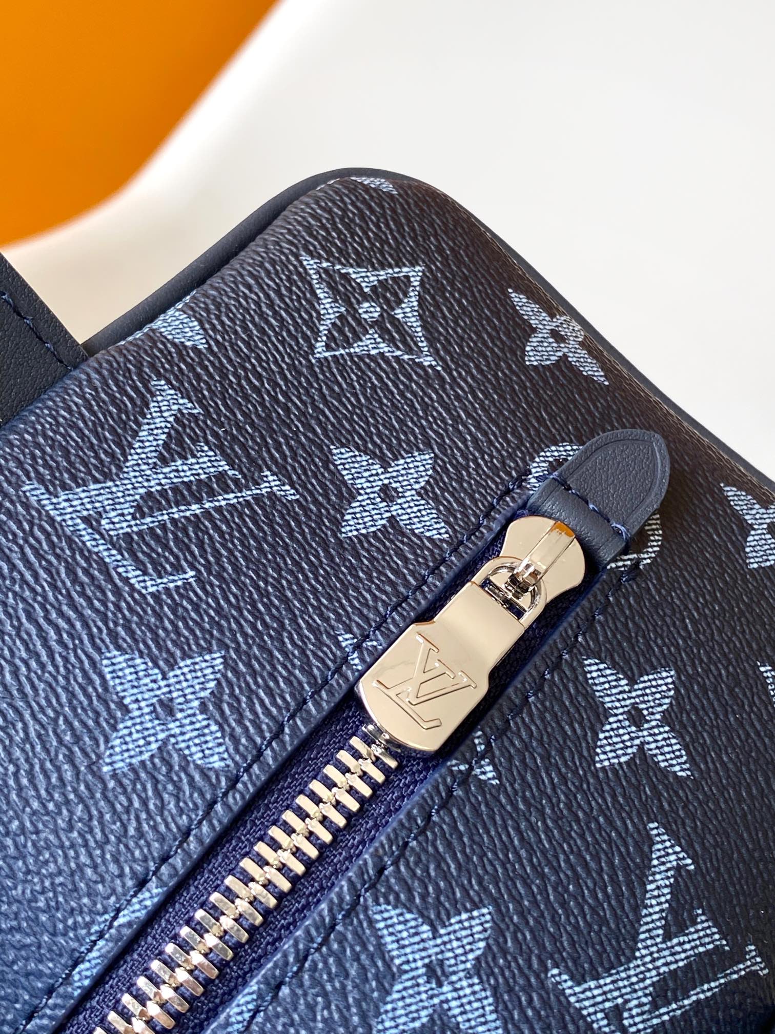 Louis Vuitton Toiletry Pouch Monogram Shadow Navy Blue Leather Travel Kit