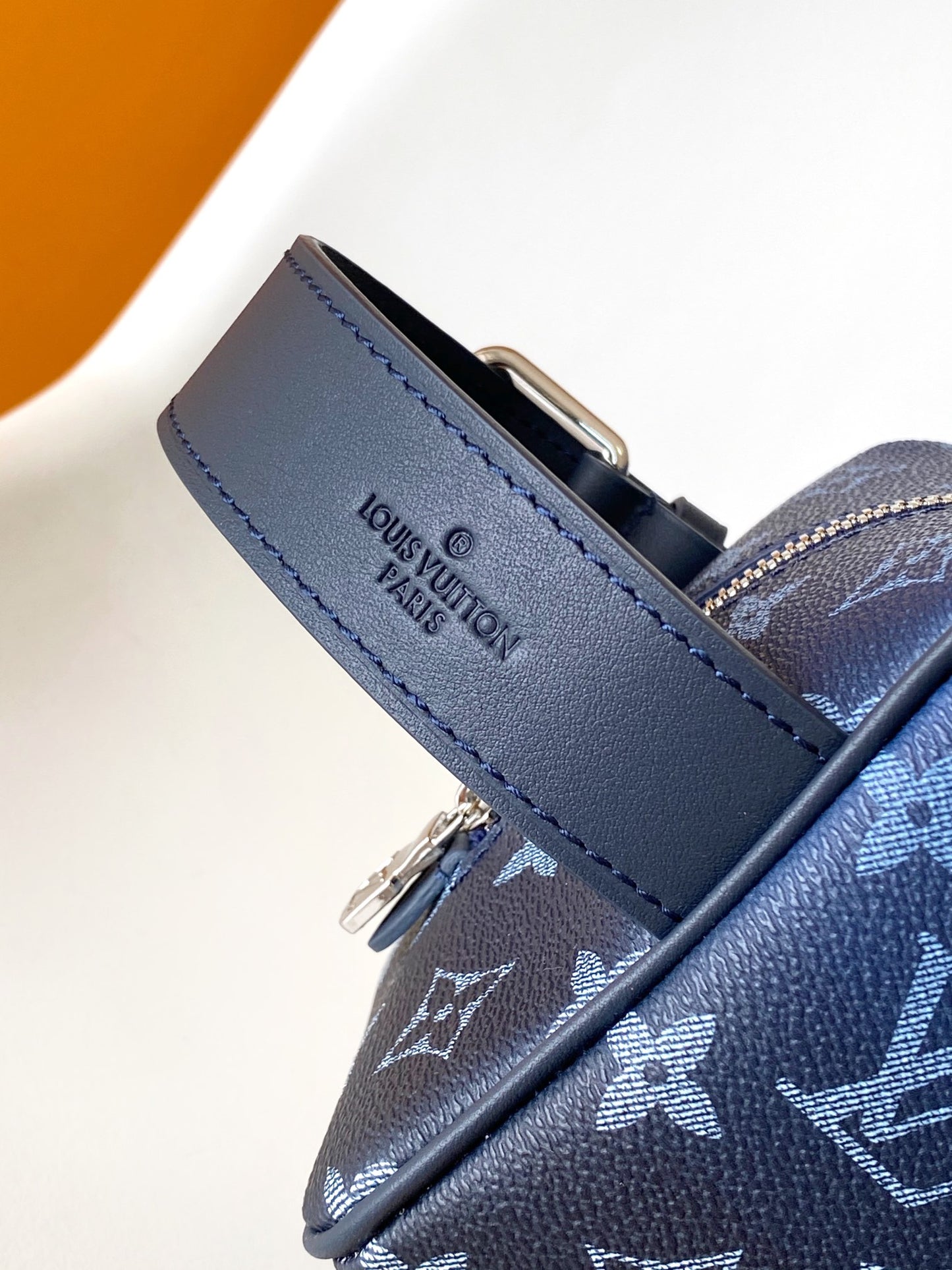 Louis Vuitton Toiletry Pouch Monogram Shadow Navy Blue Leather Travel Kit
