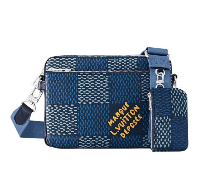 Louis Vuitton Duo Messenger Bag Damier Heritage Blue