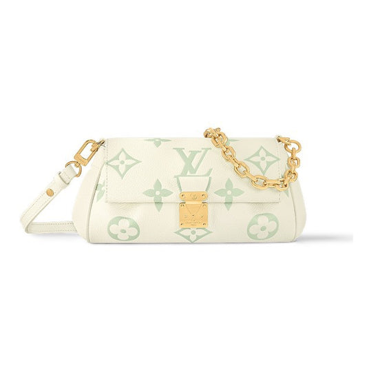 Louis Vuitton Favorite Bag Monogram Empreinte Leather Pastel Green and White