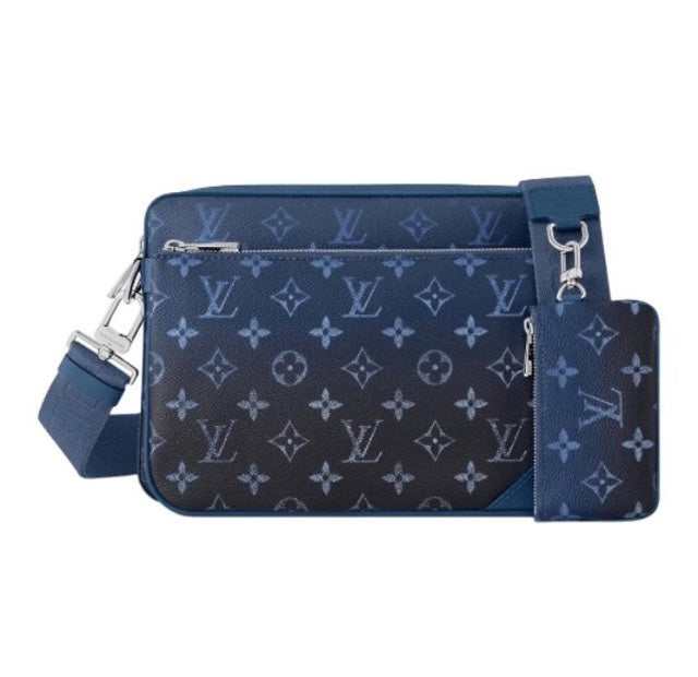 Louis Vuitton Trio Messenger Bag - Blue Monogram Shadow Leather Men's Crossbody Bag
