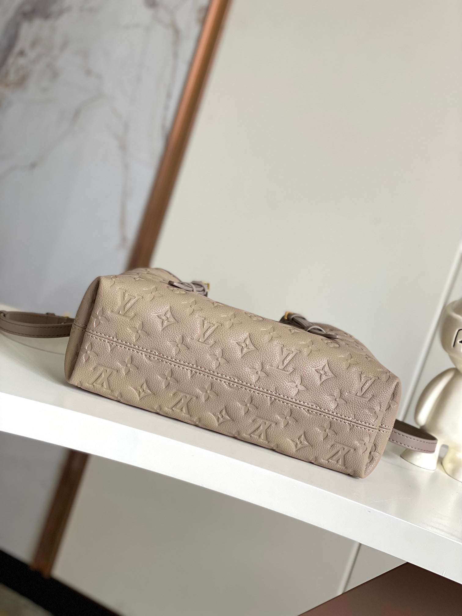 Louis Vuitton On My Side MM Monogram Empreinte Leather Tote Bag - Beige