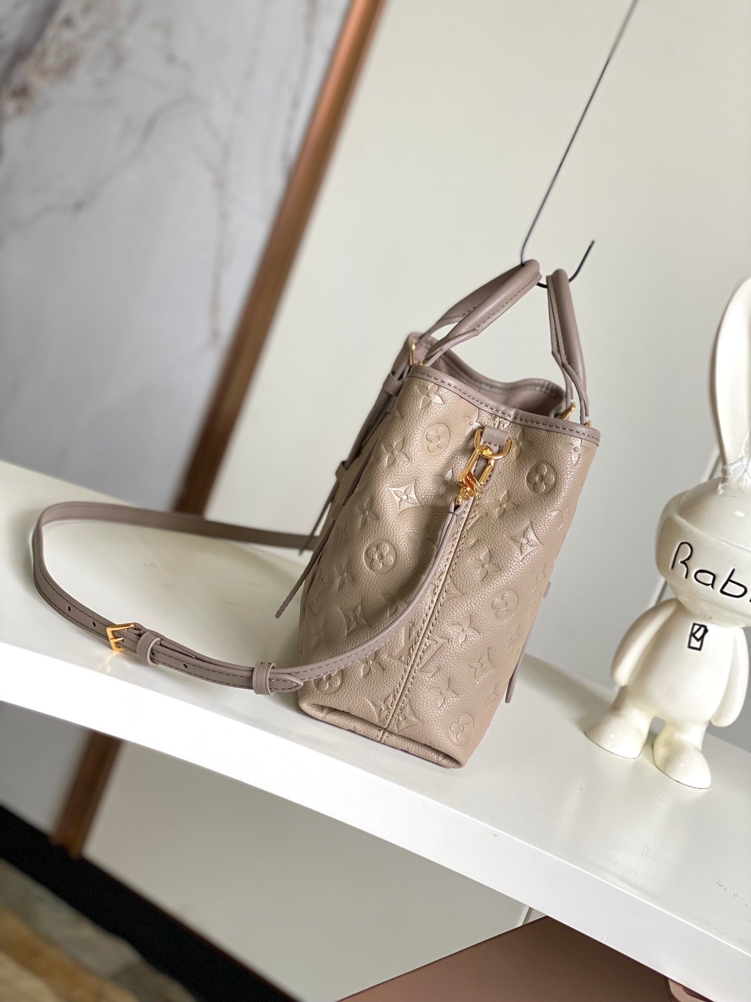 Louis Vuitton On My Side MM Monogram Empreinte Leather Tote Bag - Beige