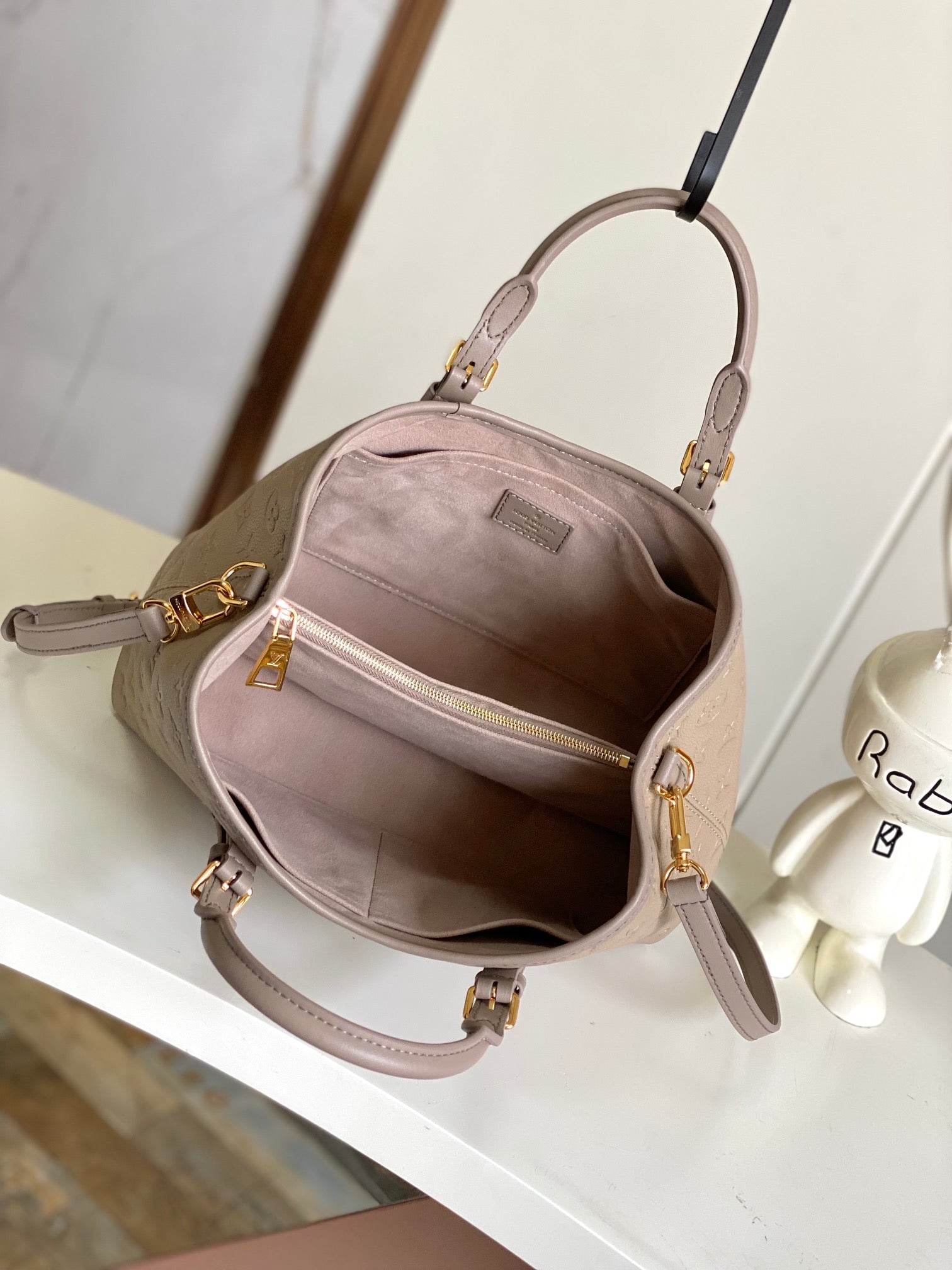 Louis Vuitton On My Side MM Monogram Empreinte Leather Tote Bag - Beige