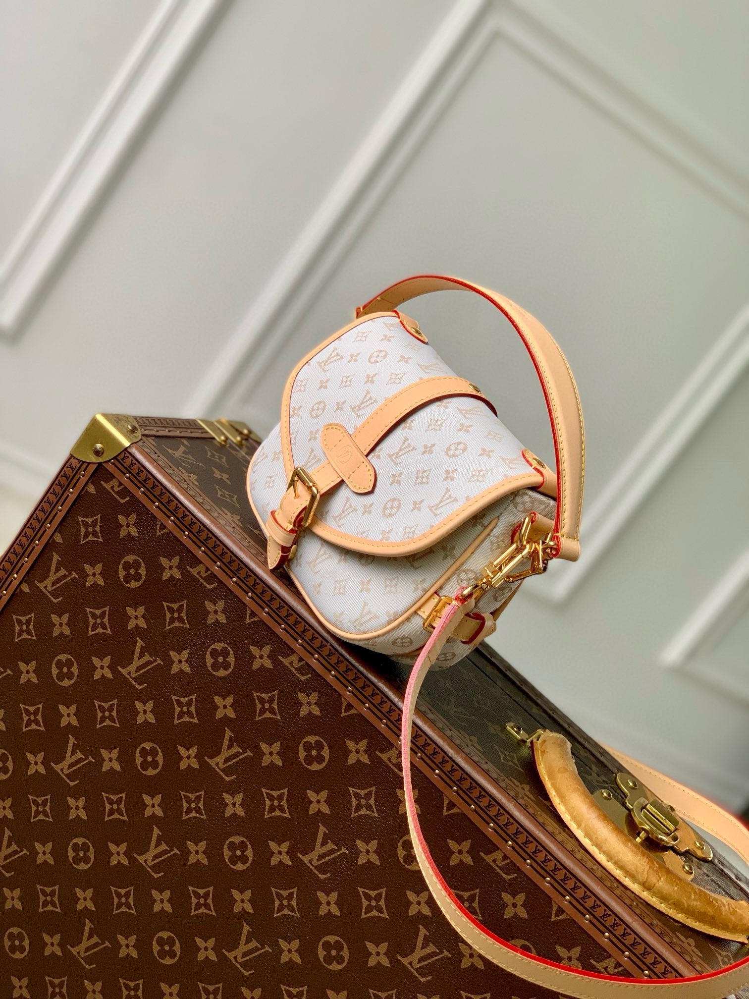 Louis Vuitton Saumur BB Monogram Empreinte Leather Handbag - Creme/Gris