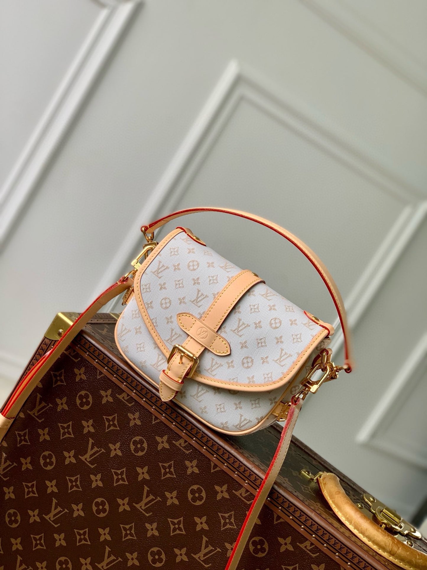 Louis Vuitton Saumur BB Monogram Empreinte Leather Handbag - Creme/Gris