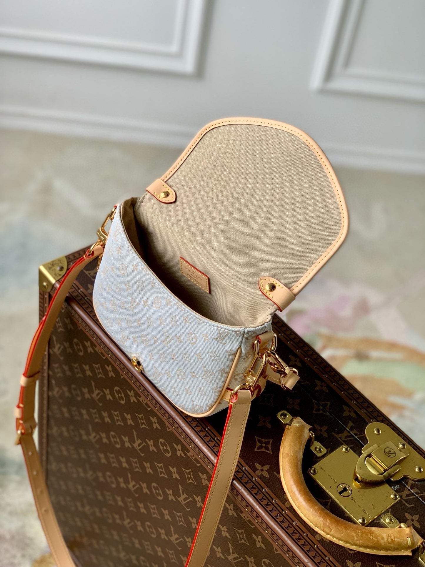 Louis Vuitton Saumur BB Monogram Empreinte Leather Handbag - Creme/Gris